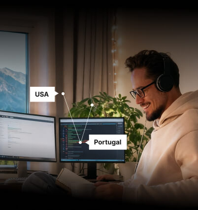 young person working from home